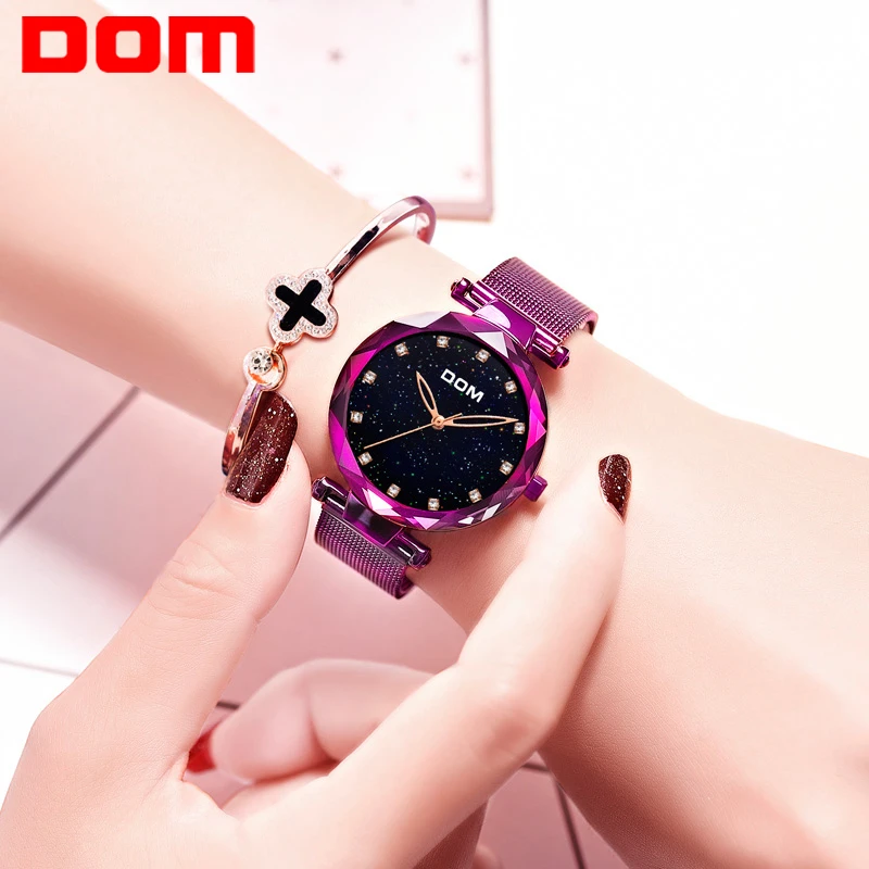 

DOM Brand Luxury Starry sky Women Watches Minimalism Fashion Casual Female Wristwatch Dress Ladies Waterproof Clock G-1244PK-1M2