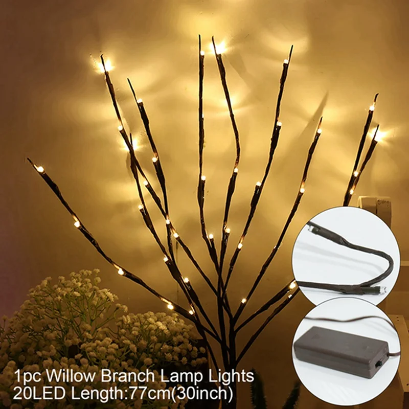 LED Willow Branch HUIRAN 20 светодиодный светильник-гирлянда со снежинками, рождественские украшения, декор для елки, рождественские украшения для дома Navidad Noel - Цвет: LED Willow Branch