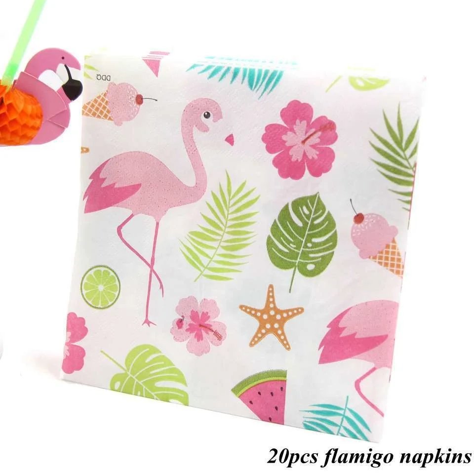 1set Flamingo DIY Paper Umbrella Drink Picks Paperboard Crafts Straws Pineapple For Summer Birthday Hawaiian Party Decorations