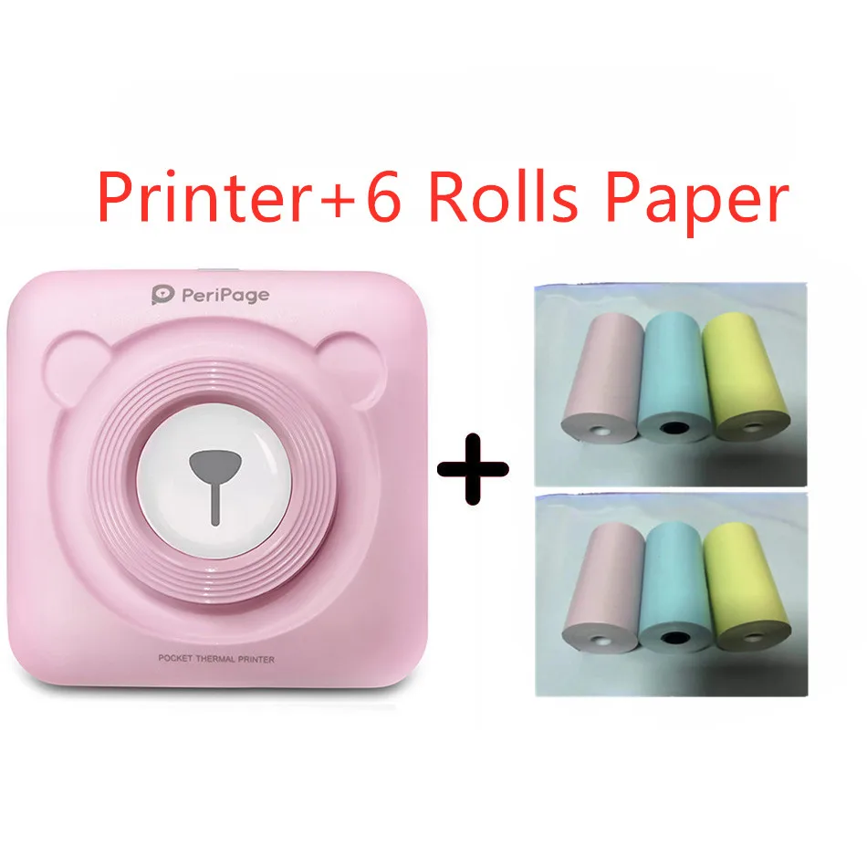Printer add 6 Rolls Goojprt A6 портативный Bluetooth 4,0 термальный фотопринтер беспроводной безчернильный Мини карманный принтер для Ios Android Pc мягкий чехол Fotos - Цвет: Printer add 6 Rolls
