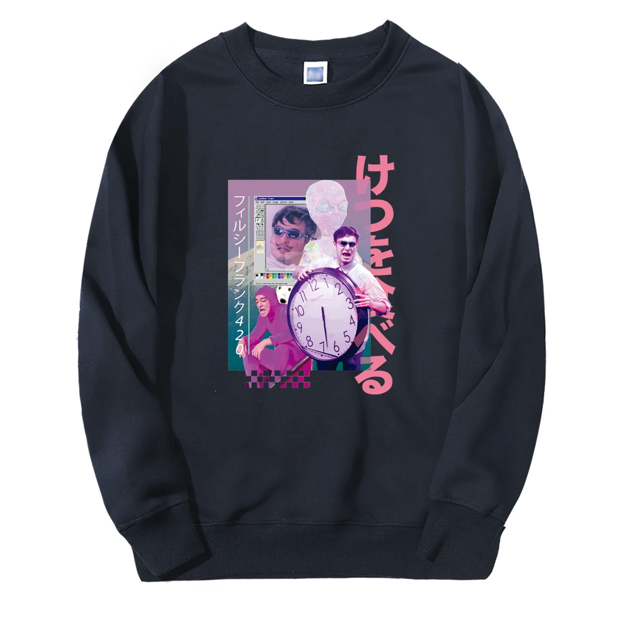 Мода Vaporwave стиль толстовки для мужчин Весна Зима мужская Толстовка флисовый спортивный костюм Зима Теплый хип-хоп Повседневный пуловер