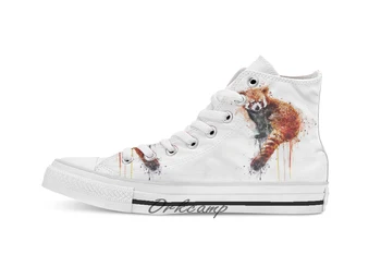 

Red panda Custom Casual High Top lace-up Canvas shoes sneakers Drop shipping