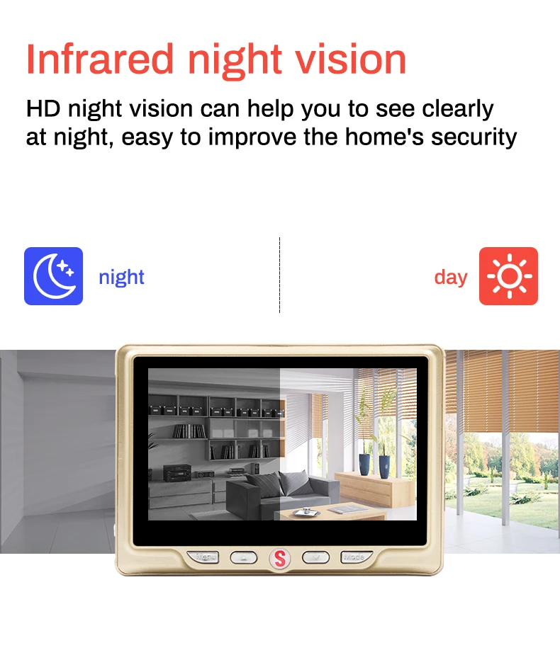 Kopen Saful 4.3 Inch LCD Kijkgaatje Camera Infrarood Nachtzicht Bewegingsdetectie Digitale Deur Kijkgaatje Viewer Video opname Deur Camera