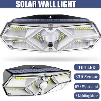

104 LED Solar Light Outdoor Solar Yard Lamp Powered Sunlight Waterproof PIR Motion Sensor Street Light for Garden Decoration