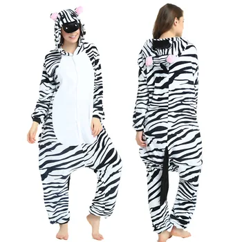

New Winter Flannel Ful Unicorn Pijamas Animal Zebra Hooded Kigurumi Oneise for Woman Unisex Pattern Full Onesis for Women