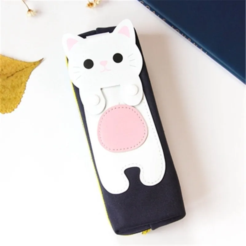Kawaii Cute Cat Canvas Pencil Case Storage Organizer Pen Bags Pencilcase Pouch School Supply Stationery Cosmetic Makeup Bag Gift (53)