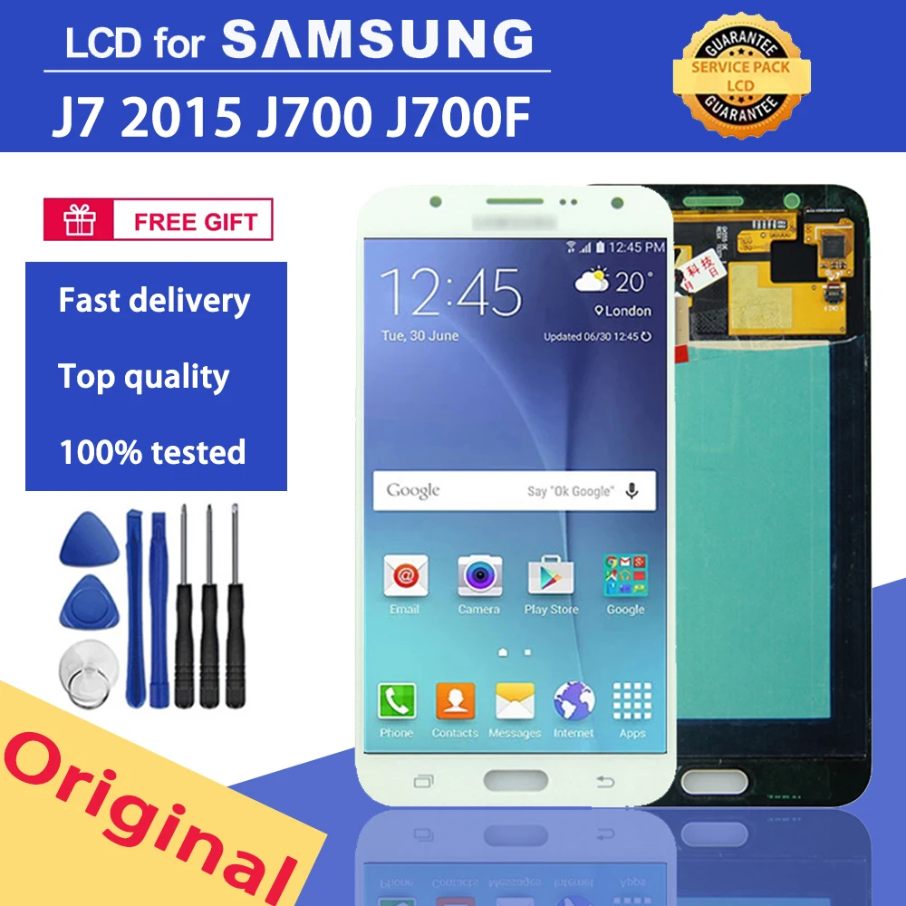 Original 5.5&quot LCD Display For Samsung Galaxy J7 2015 J700 J700F Screen Touch Digitizer Assembly | Мобильные телефоны и