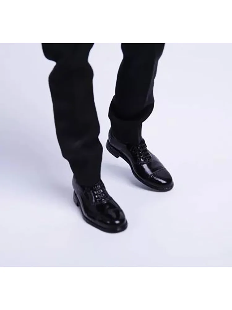 In Stock 1/6 Scale Soldier Black Leather Shoes Solid Model Boots Body ...