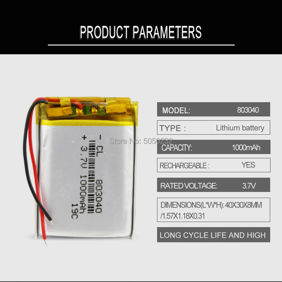 1 шт. 3,7 в 1000 мАч 803040 литий-ионный аккумулятор для gps psp mp3 mp4 mp5 Bluetooth динамик звук мобильный карман