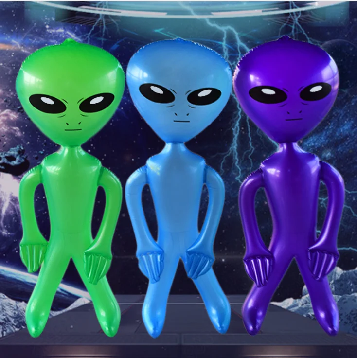 UFO ET PVC Alien Inflatable Doll Adult Child Toy Halloween Horror Christmas Birthday Party Novelty Treasures Outer Space Party 4