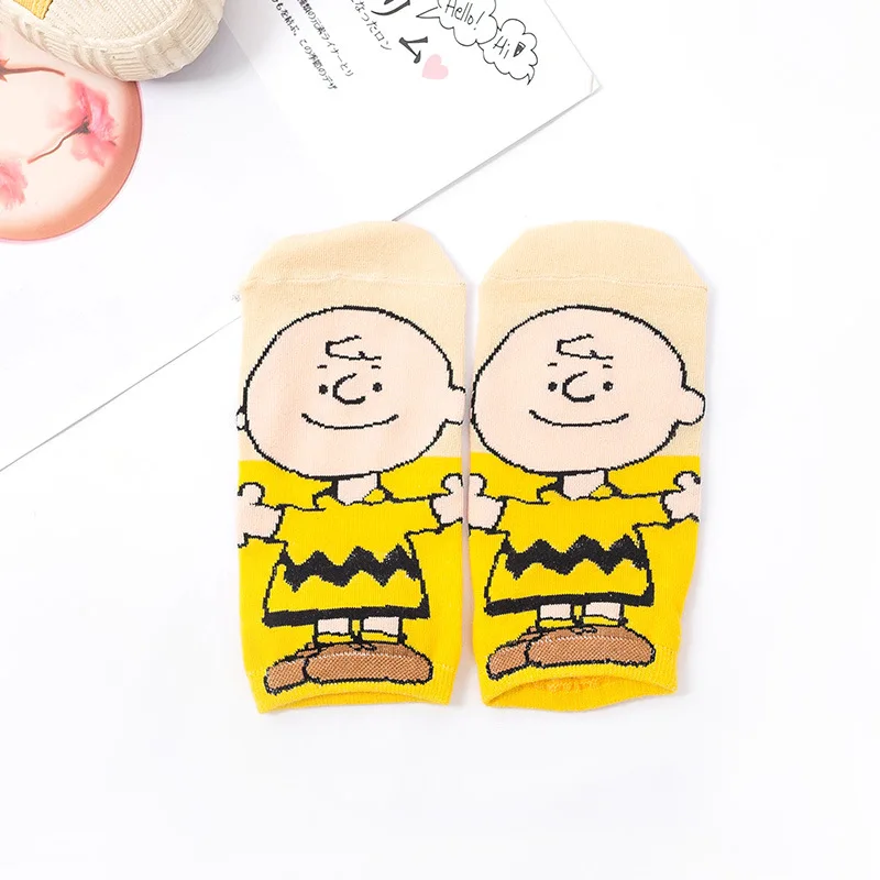 Kawaii/носки с мультипликационным принтом; милые короткие носки-башмачки с мелким носком; забавные Женские повседневные мужские короткие носки; счастье хлопок; носки