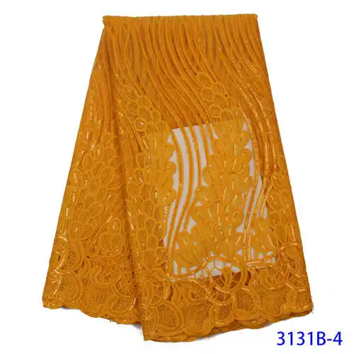 3131B-4 Жженое оранжевое кружево Aso Ebi ткань Африканский нигерийский французский платье хорошее качество высокого класса вышивка лучшие продажи для свадьбы - Цвет: 3131B-4