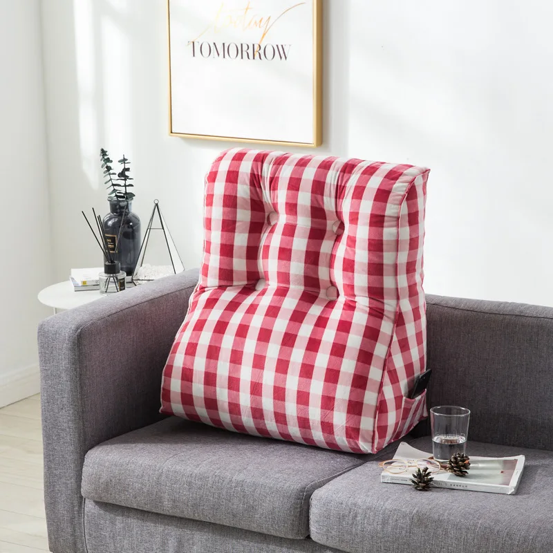 

Bed Sheet Super Soft Crystal Velvet Striped Plaid Multi-functional Backrest Sofa Seat Waist Support Cushion G