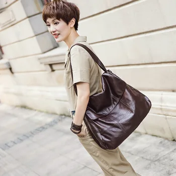 

2019 Autumn and Winter New Fashion Style Large Capacity Genuine Leather Soft Cover Women's Handbags and Shoulder Casual Pockets
