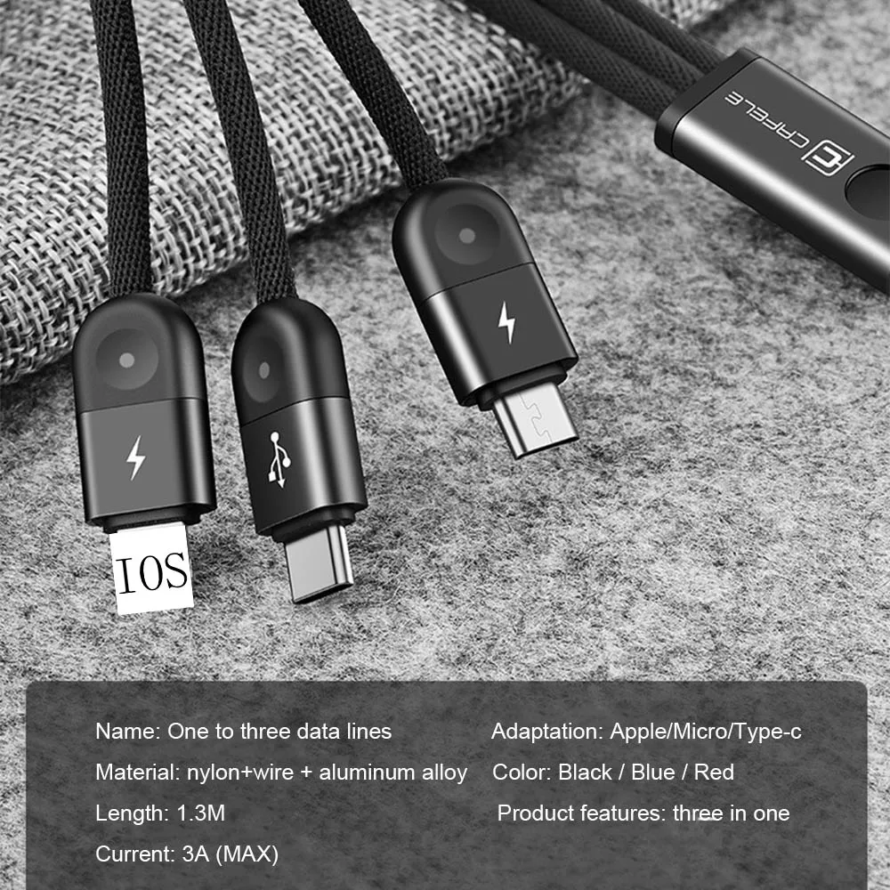 Usb type-C кабель для iPhone Micro Android Быстрая зарядка для samsung Galaxy S9 Plus 3 в 1 зарядный кабельный провод для Xiaomi mi9 huawei