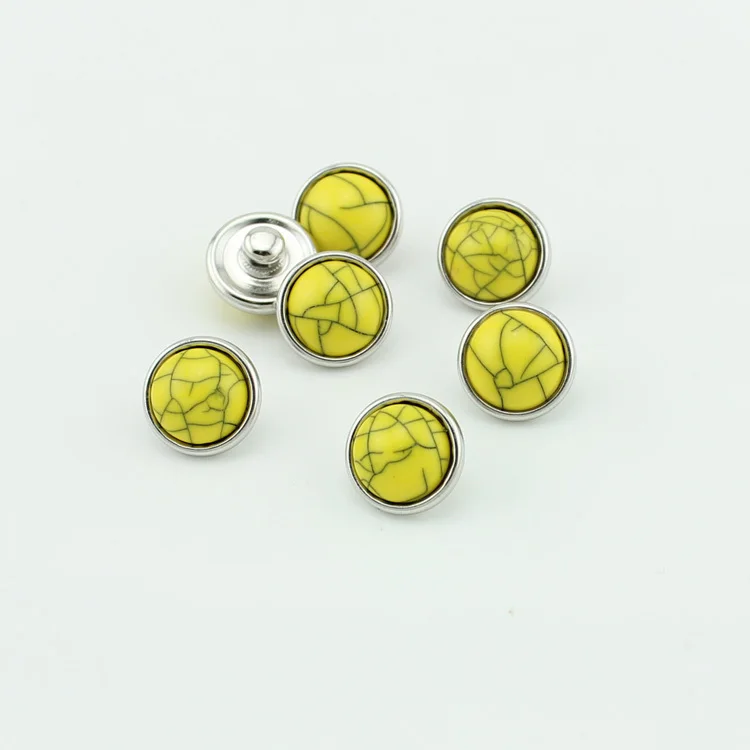 Горячая 50 шт./лот высокое качество желтый камень Стили 12 мм Оснастки очаровательные сплава стили кнопка защелки ювелирные изделия