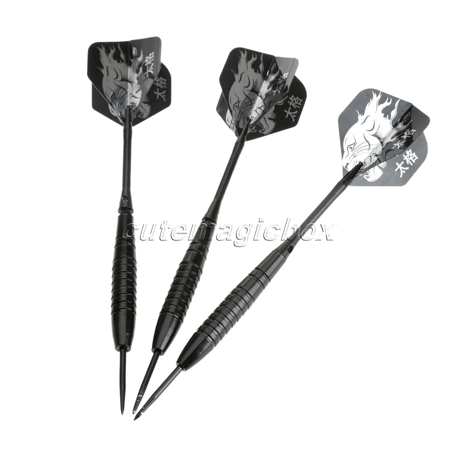 3Pcs Professional เหล็กเคล็ดลับลูกดอกอลูมิเนียมสีดำ Dart เที่ยวบินเหล็ก