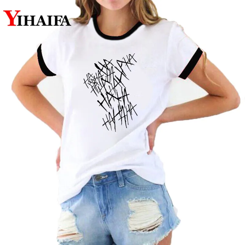 

Women T Shirts Funny Graphic Tees Anime Joker Letters 3D Print Summer Harajuku Short Sleeve Casual Couple Clothes