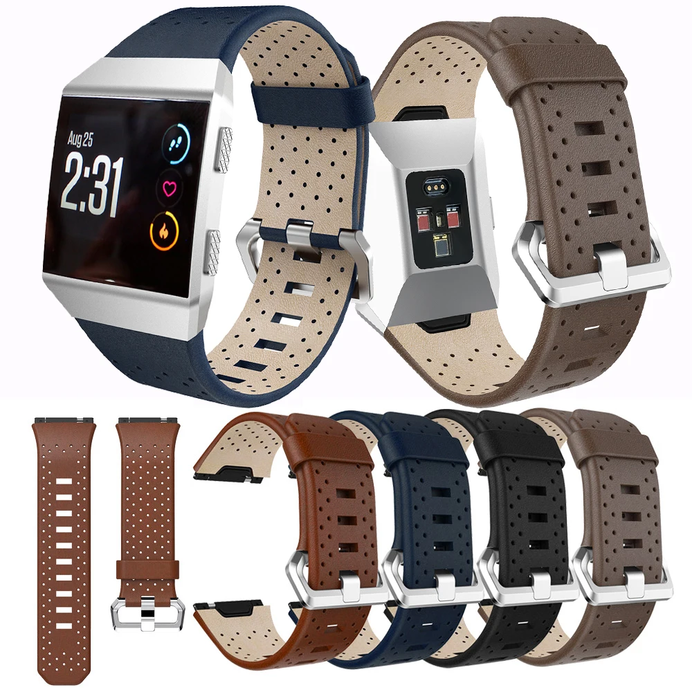 

Replacement Sport Leather Band For Fitbit Ionic Strap Perforated Leather Accessory Band Bracelet band wristband Smartwatch Strap