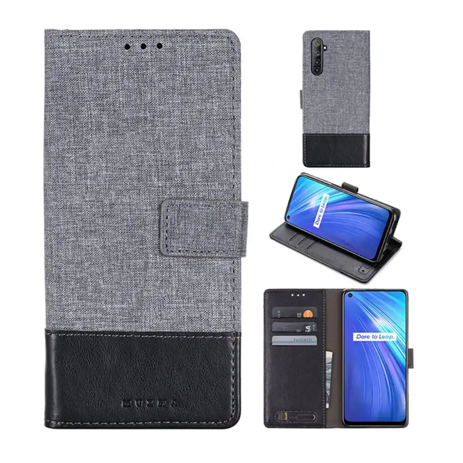 Кожаный чехол-книжка для OPPO REALME 6 Джинсовый чехол смешанных цветов телефона
