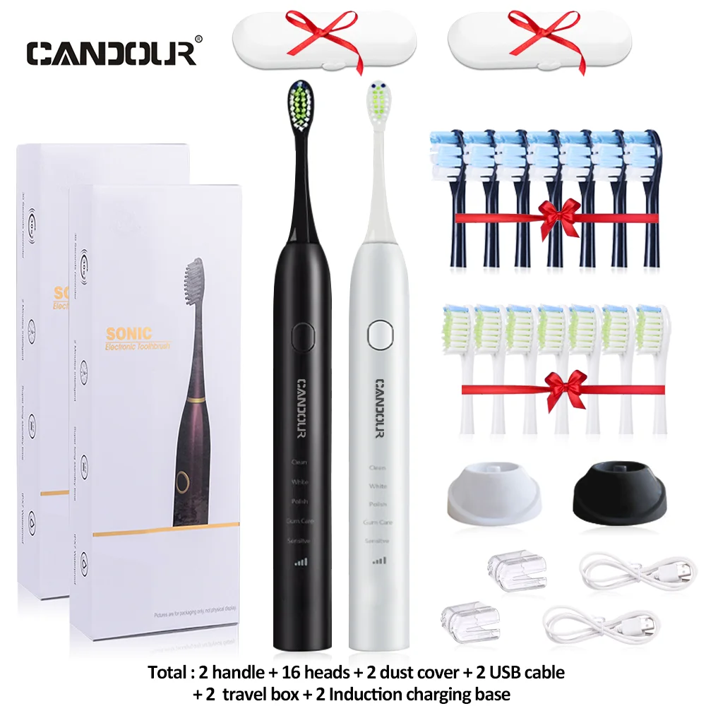 CANDOUR Sonic Electric Toothbrush Rechargeable Top Quality Smart Chip Toothbrush Head Replaceable Whitening Healthy Best Gift CANDOUR Sonic Electric Toothbrush Rechargeable Top Quality Smart Chip Toothbrush Head Replaceable Whitening Healthy Best Gift