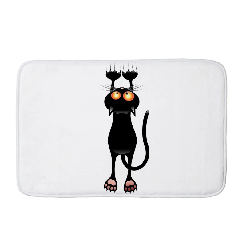 Black Cat Pet Digital Printing Bedroom Room Bathroom Doormat kitchen Carpets Non-slip Colorful Flower Floor Mat mat228