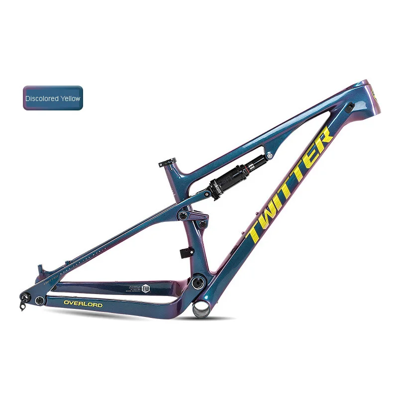 Discolored Yellow Mtb перегрузка полная подвесная карбоновая рама крест-кол XC Fat Bike 12*148 мм задний амортизатор 190*50 мм шины 27,5*3,0 29*2,35 - Цвет: Discolored Yellow