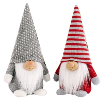 

2-Piece Christmas Decoration Forest Old Man Smiling Face Doll Faceless Baby Decoration Santa Claus Doll