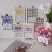 

2022 Cute Plaid Calendar Card Daily Scheduler Decorative Wall Sticker Planner Yearly Agenda Organizer Stationery