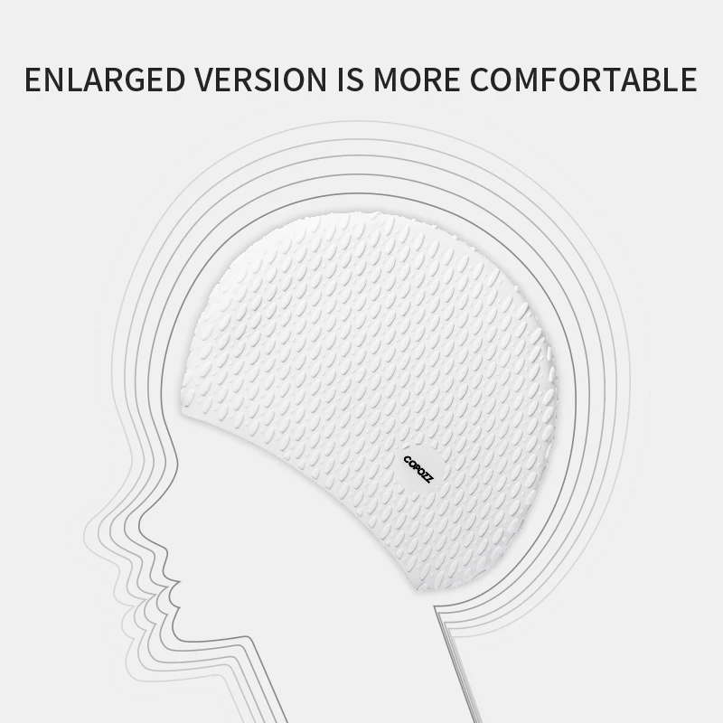COPOZZ 31202 Water Sports Big Men Swimming Cap for Pool Swim Caps Long Hair Women Swimming Hat for Men Quality Fashion Print Brand - Image 2