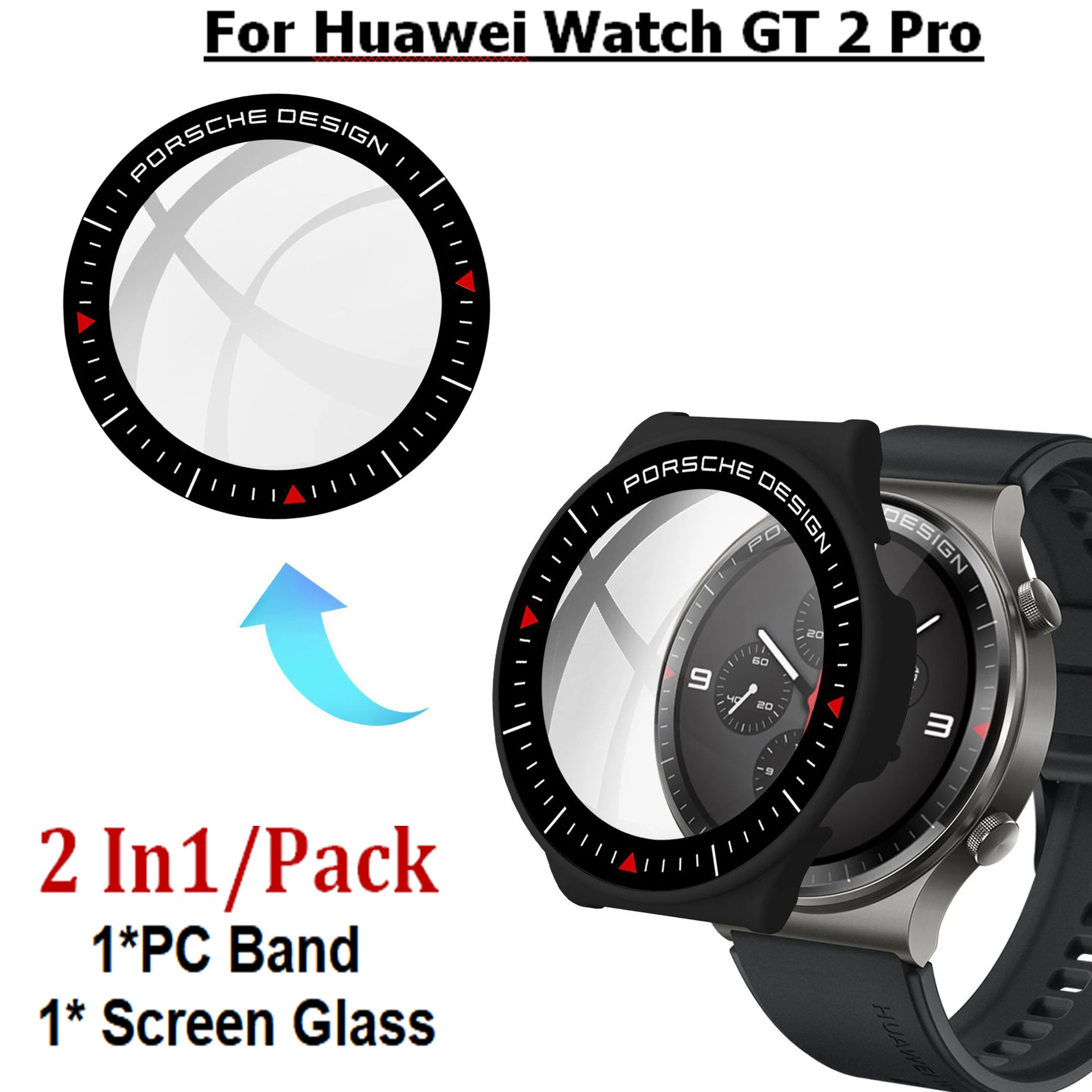2 In1 для Huawei Часы GT2 Pro экрана плёнка из закалённого стекла + PC Защитная рамка-чехол