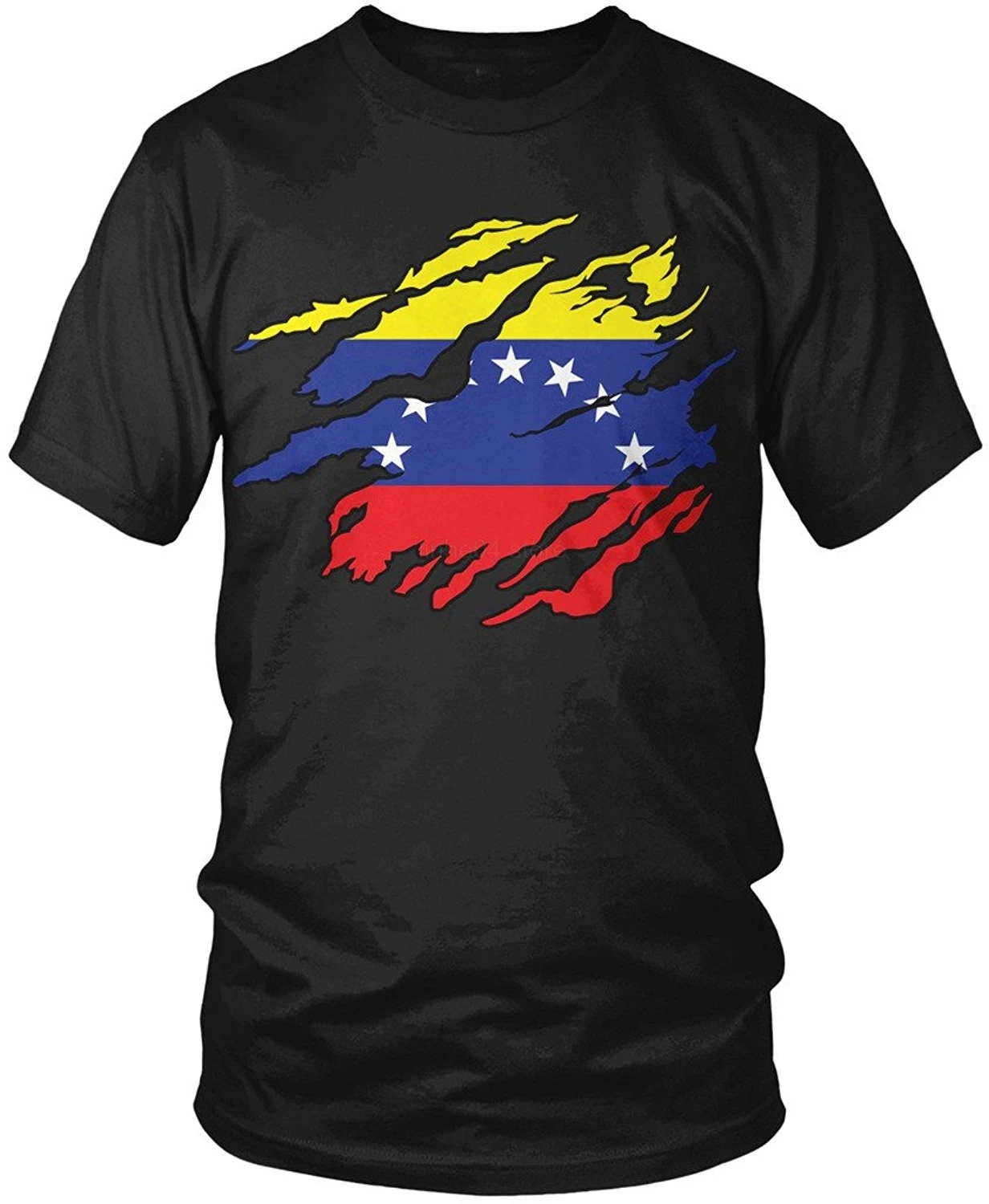 Mens T Shirts Fashion 2019 Venezuela Flag Tear through, Rip Out Venezuelan Flag men's t-shirt,  T Shirt Short Sleeve