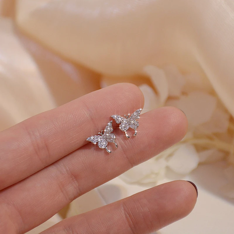 14k Real Gold Plated Micro-Inlaid Zircon Butterfly Earring for Women Exquisite Tiny Bling CZ Ear Clip Earrings Fashion Bijoux - Image 4