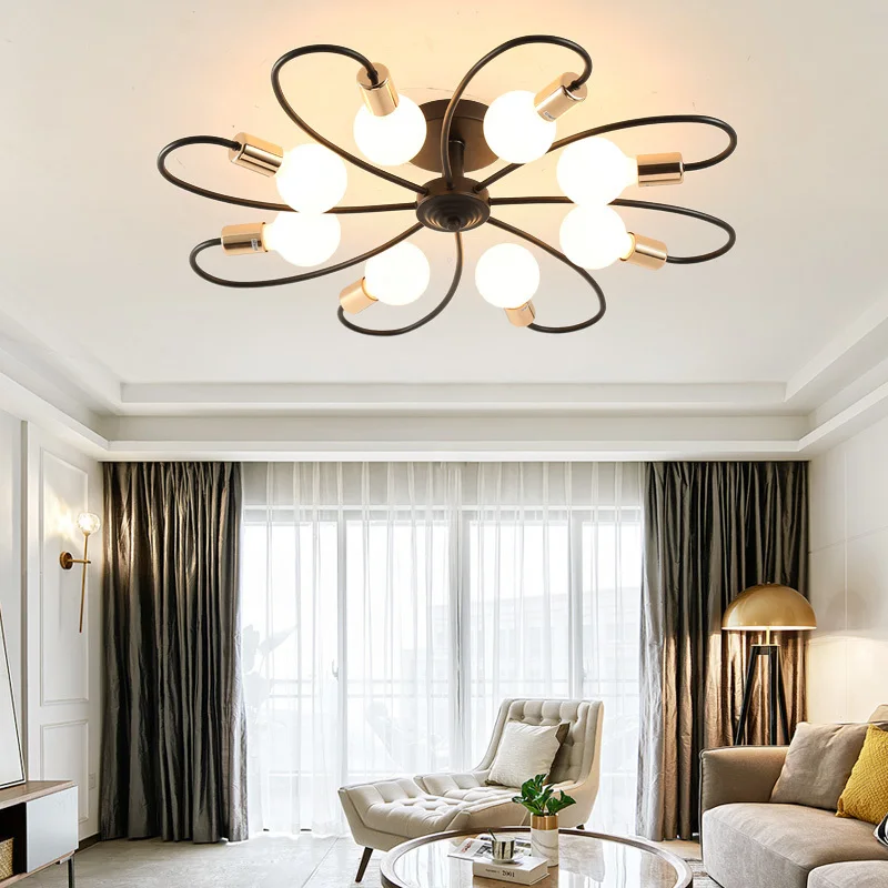 

Designer post modern glass ball globe LED ceiling light lamp gold iron rod pipe simple line ceiling lamp light LED
