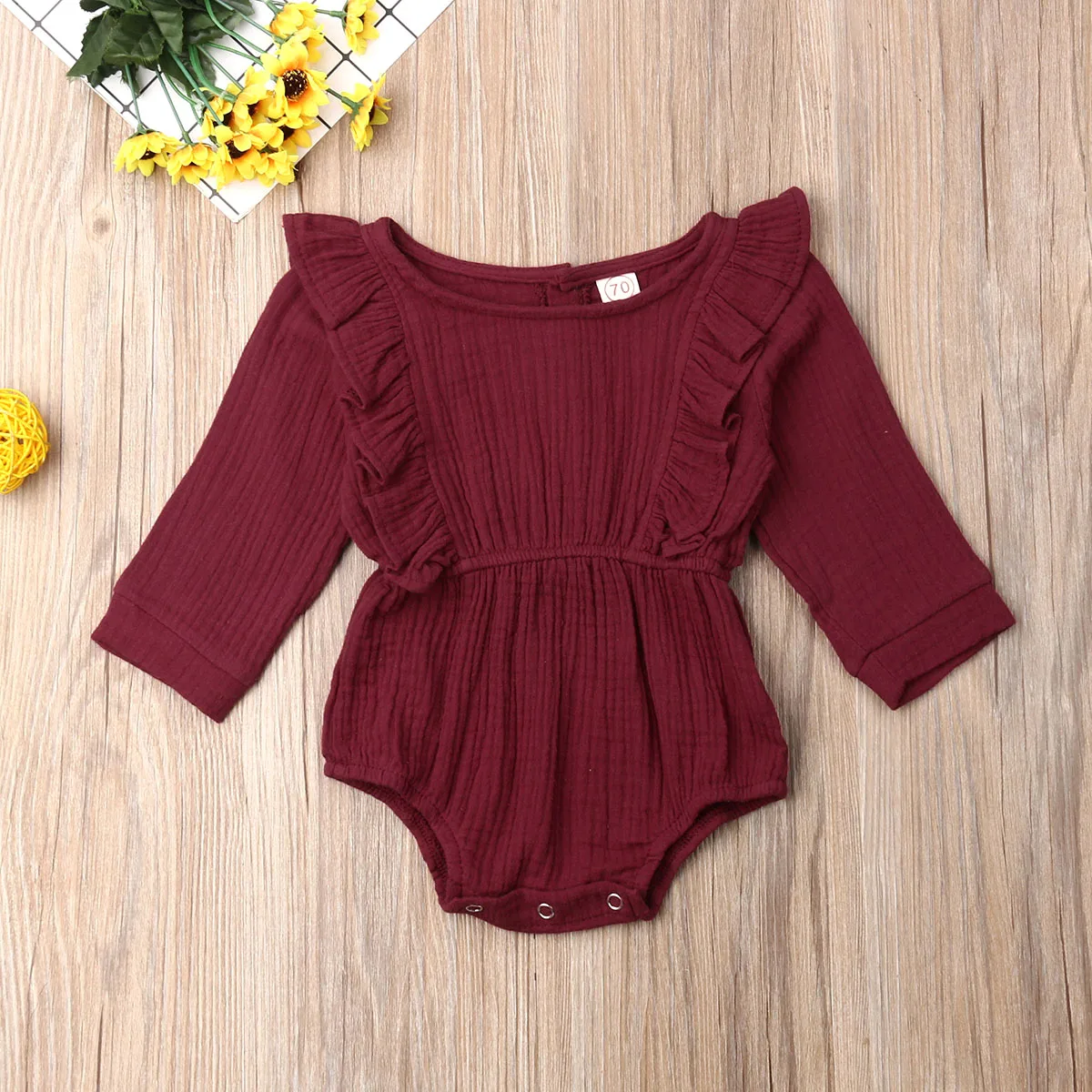Autumn Winter Newborn Baby Girl Clothes Long Sleeve Ruffle Romper Jumpsuit Bodysuit Outfit For Baby Girl 6-24Months
