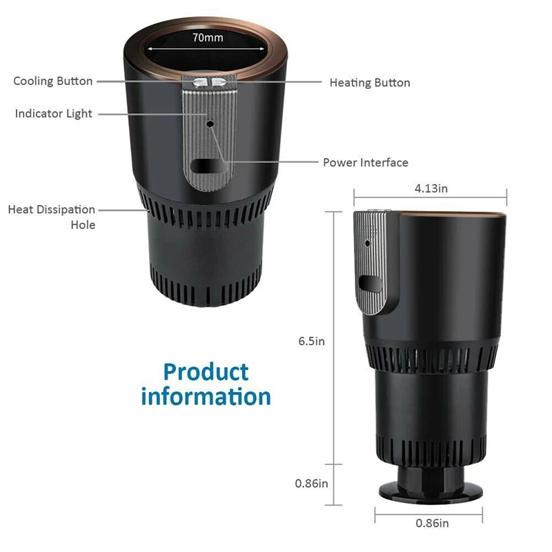  2-In-1 Smart Car Cup Warmer and Cooler 12V3A Electric Coffee Warmer Beverage Cooling & Heating Mug 