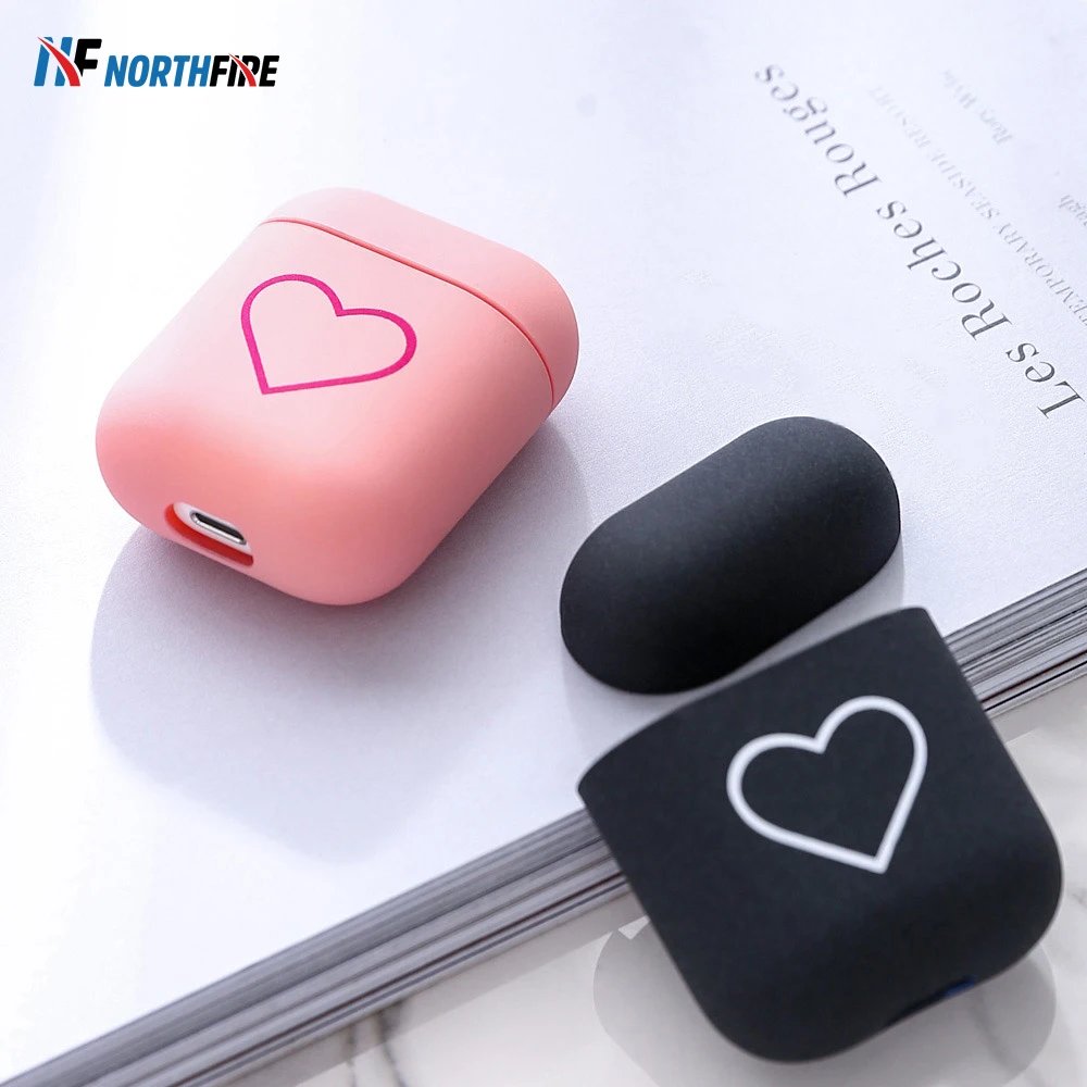 Жесткий матовый чехол для Airpods с милым любовным сердцем AirPods 1 2 беспроводных
