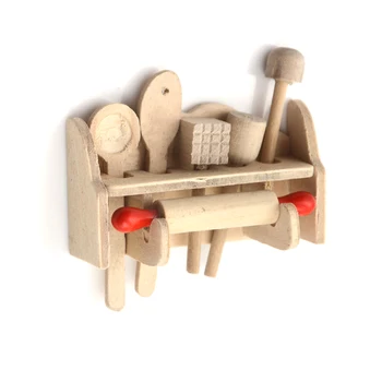 

1:12 Scale Dollhouse Miniature Wooden Kitchen Ware for Dollhouse Decor Kids Play Toy Gift Best Birthday Gifts Newest
