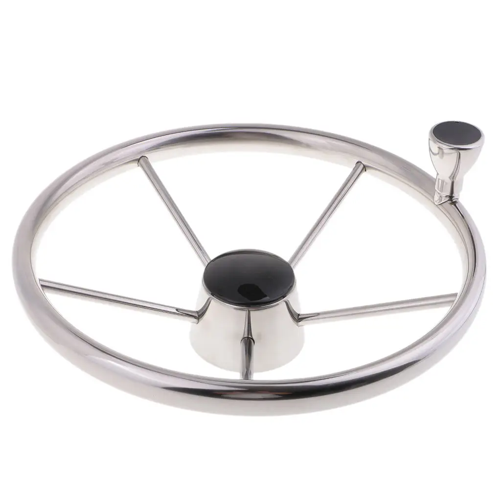 Boat Stainless Steel Steering Wheel 5 Spoke 13 1/2" For 3/4" Tapered ShaftMarine Propeller