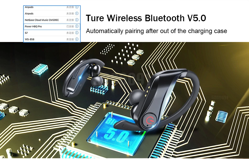 Настоящий беспроводной Bluetooth наушник светодиодный дисплей 5,0 наушники с 950 мАч зарядный чехол гарнитура Спорт для iPhone Xiaomi