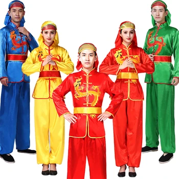 

New Year Traditional Chinese Yangko Dance Costume Stage Performance Dragon Lion Acrobatics Festival Outfit Hanfu Men Clothes
