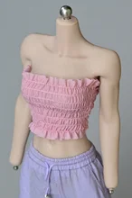 

1/6 Sexy Female Figure Accessory Ruched Tube Tops Women Casual Sleeveless Tank Tops Strapless Camis Crop Clothes for 12'' Body