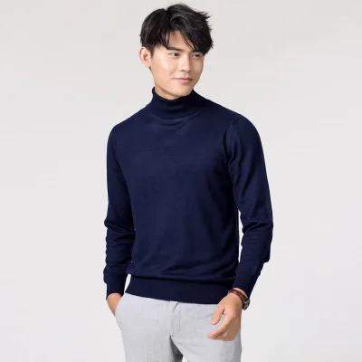 Cashmere and Cotton Blend Turtleneck Men's Pullover 2021 Autumn and Winter Soft and Warm Bottoming Pullover Knitted Sweater 10