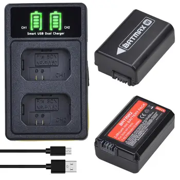 

2Pcs 2160mAh NP FW50 NPFW50 NP-FW50 Battery + LED Built-in USB Charger for Sony A6000 Battery A6400 A6300 A6500 A7 A7II A7RII A7