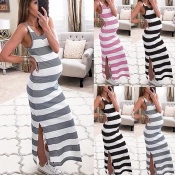 

Summer Maternity Dress Pregnancy Dress Sleeveless Women Pregnants Maternity Clothes Sleeveless Striped Strap Dresses Comfortable