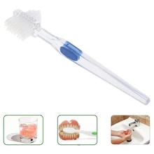 Инструмент для ухода за полостью рта, мягкая резина, не захватывающая ручка, двухсторонний протез, щетка для чистки, многослойная щетина, щетка для ложных зубов