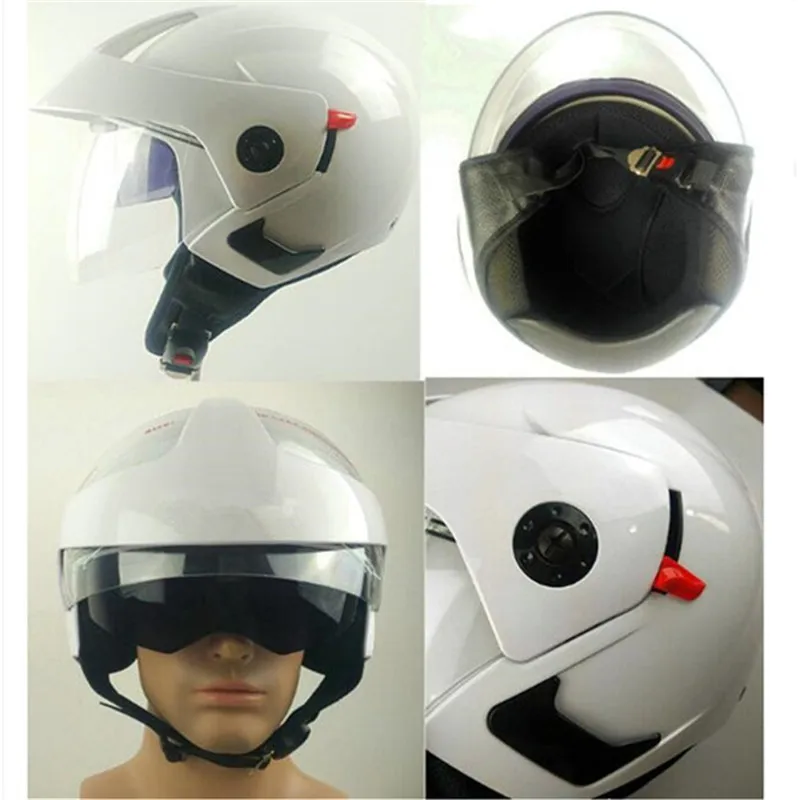 Мотоциклетные шлемы, электрический велосипедный шлем с открытым лицом, двойные защитные козырьки объектива для мужчин и женщин, летний скутер, мотоциклетный мото велосипедный шлем белого цвета