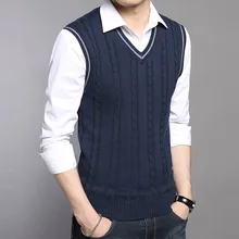 Мужские свитера, осенне-весенняя куртка, мужские теплые пуловеры без рукавов с круглым вырезом, вязаный жилет, Femme, Элегантный Повседневный свитер, жилеты