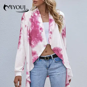 

MIYOUJ Tie Dye Crop Cardigan Long Sleeves Women'S Clothing 2020 New Autumn Elegant Fashion Woman Shirts