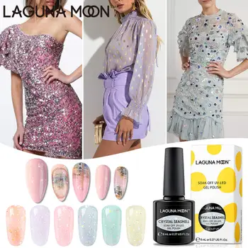 Kaufen LAGUNAMOON 8ML Kristall Muschel Gel Polish UV LED Tränken Weg Lack Maniküre Pediküre Gel Nagellack Schönheit Salon Nagel Kunst